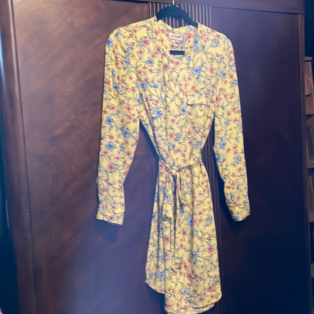 New Nanette by Nanette Lepore Yellow Floral Shirt Dress 8